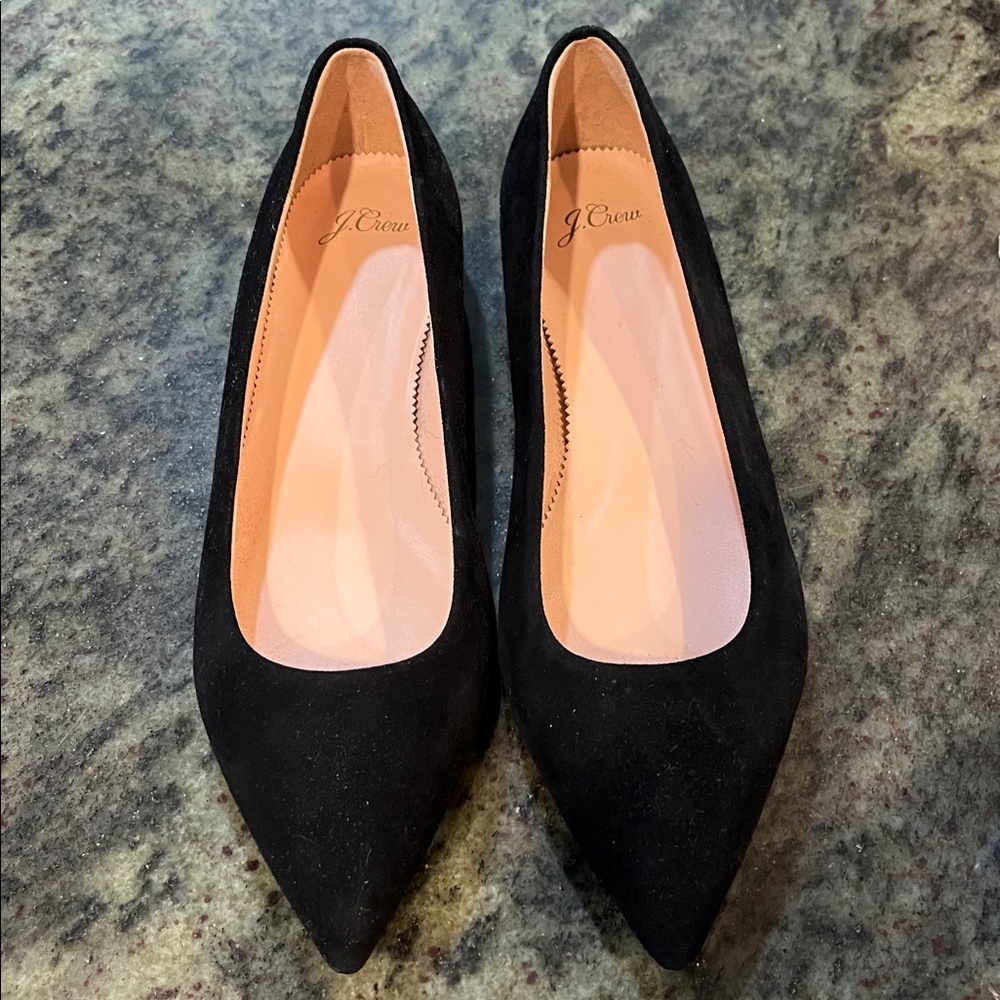 J. Crew Black Suede Pointed Flats